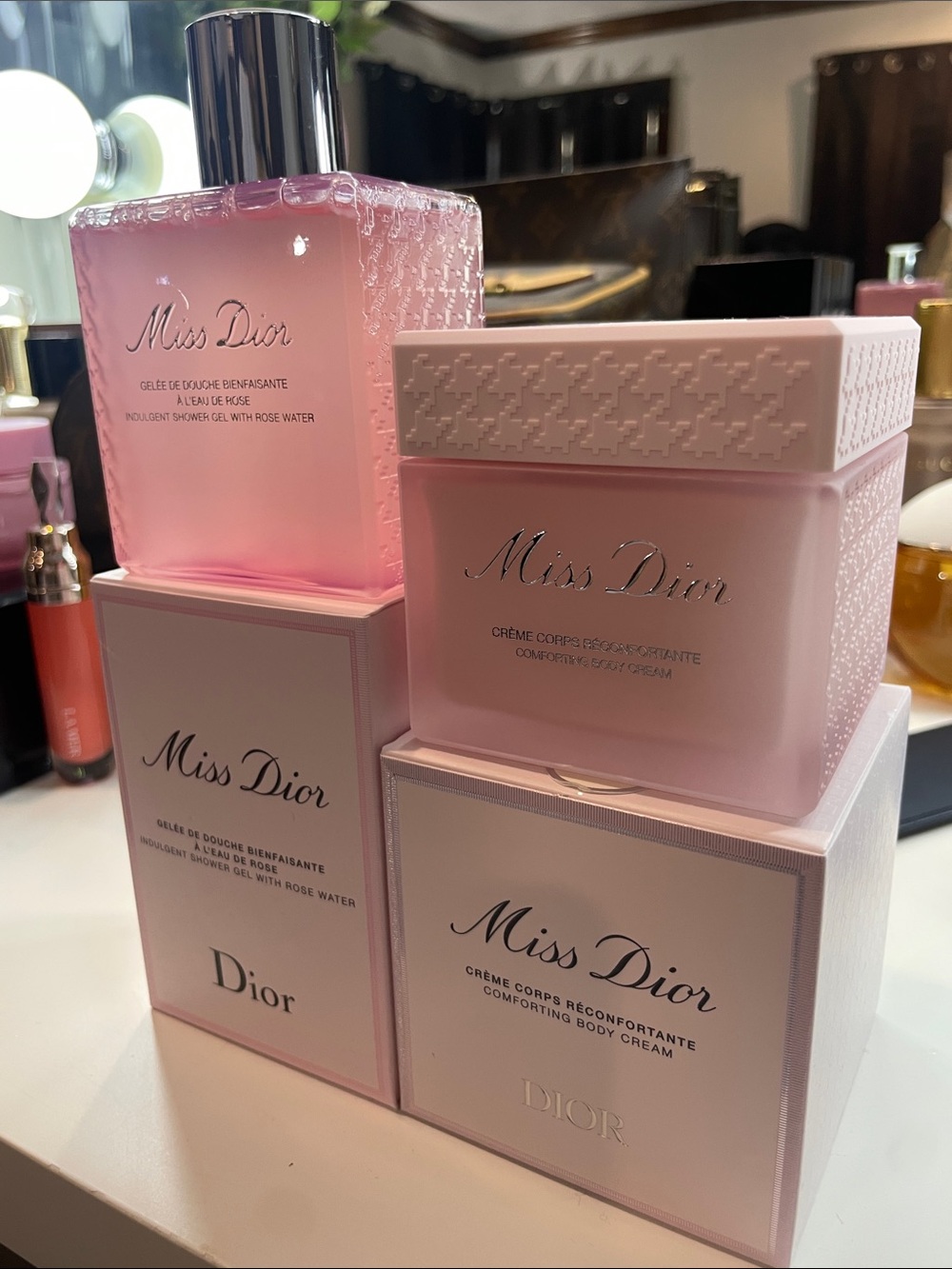 Dior Miss Dior Pink Body Set with Blush Bottles (Shower Gel and Body Cream)